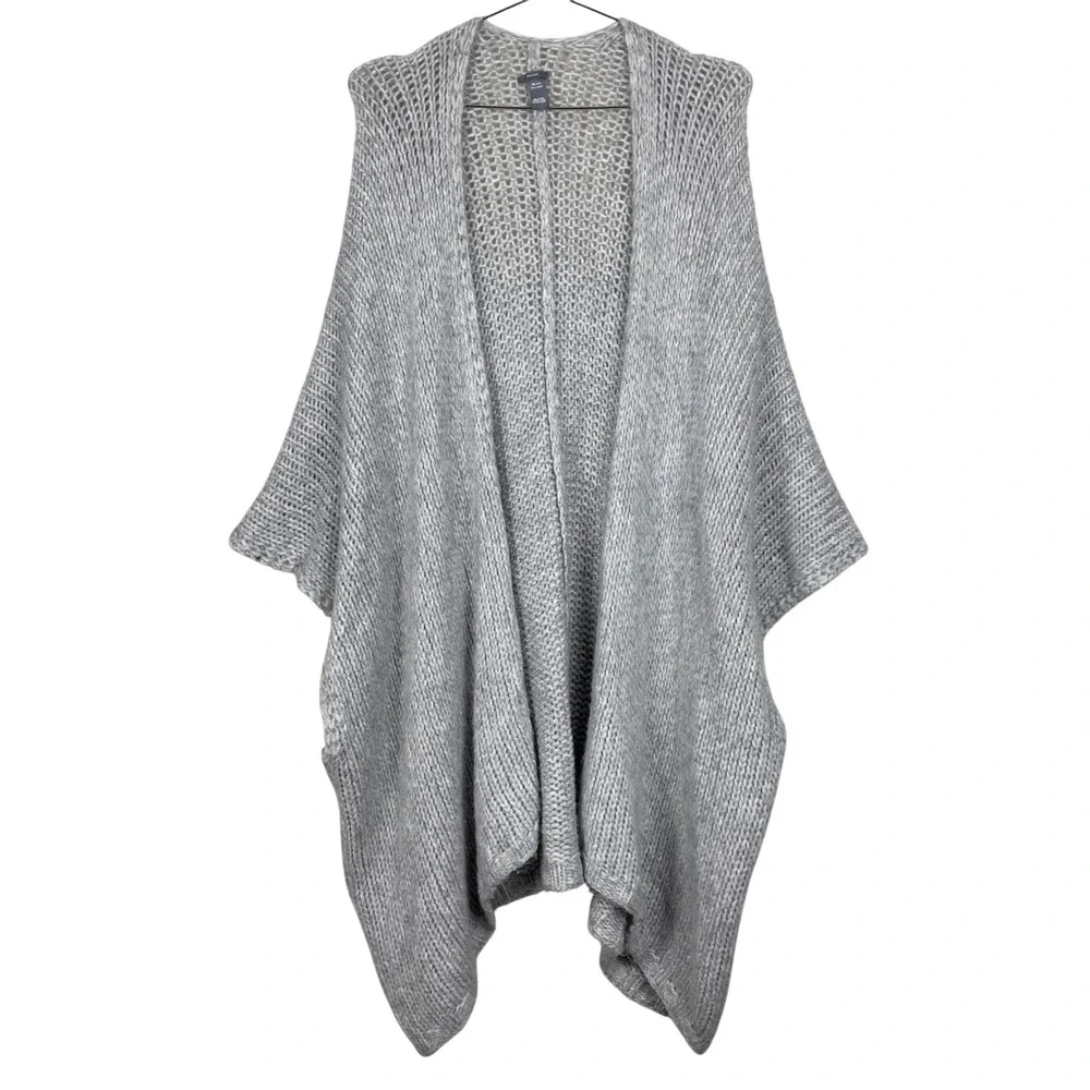 Aerie‎ Loose Knit Gray Open Front Cardigan Poncho Shawl One Size Oversized